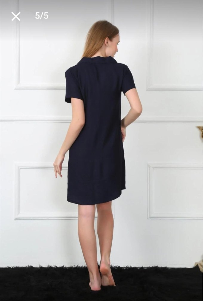 Kadın Lacivert Kısa Kollu Mini Elbise - Görsel 4