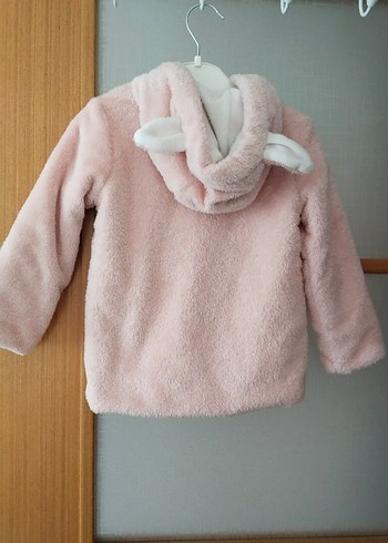 18-24 Ay Beden pembe Renk Peluş Kapüşonlu Kız Çocuk Ceket