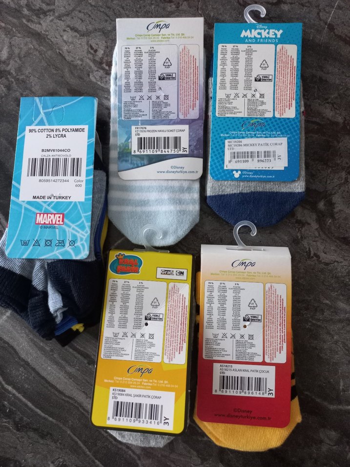 Çocuk Çok Renkli Desenli 7 Çift Çorap - Görsel 4