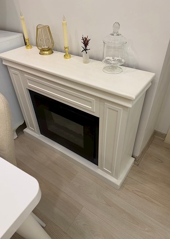 Beyaz Dekoratif Şömine Ünitesi - Görsel 3