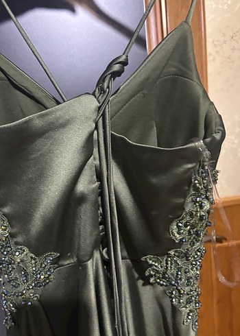 Nakışlı Straplez Uzun Kadın Abiye Elbise - Görsel 7