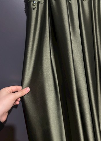 Nakışlı Straplez Uzun Kadın Abiye Elbise - Görsel 6