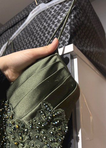 Nakışlı Straplez Uzun Kadın Abiye Elbise - Görsel 2