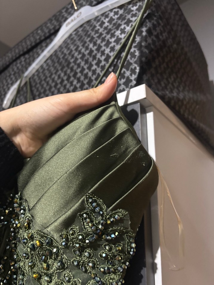 Nakışlı Straplez Uzun Kadın Abiye Elbise - Görsel 2