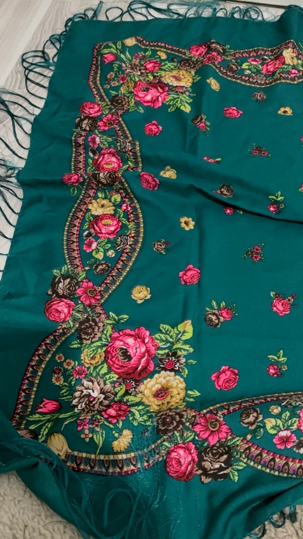 Renkli Turkuaz Bohem Kadın Şal - Görsel 2