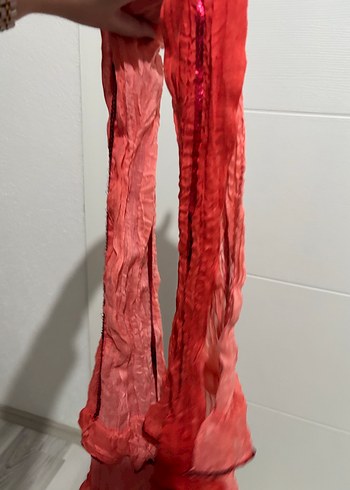 Kırmızı Keten Bohem Kadın Şal - Görsel 7