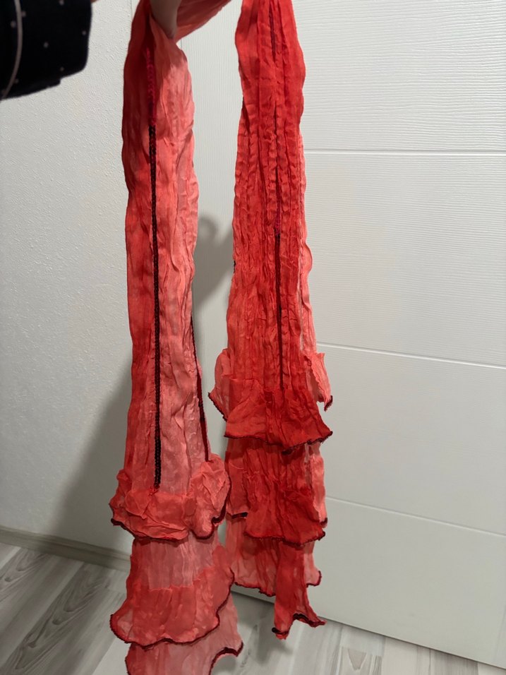 Kırmızı Keten Bohem Kadın Şal - Görsel 4