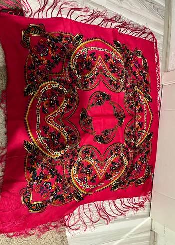 Püsküllü Pembe Bohem Kadın Fular - Görsel 6