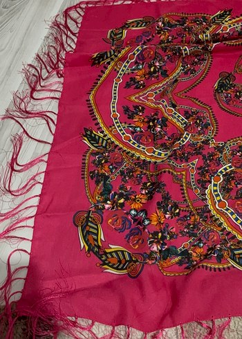 Püsküllü Pembe Bohem Kadın Fular - Görsel 3