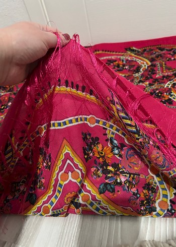 Püsküllü Pembe Bohem Kadın Fular - Görsel 11