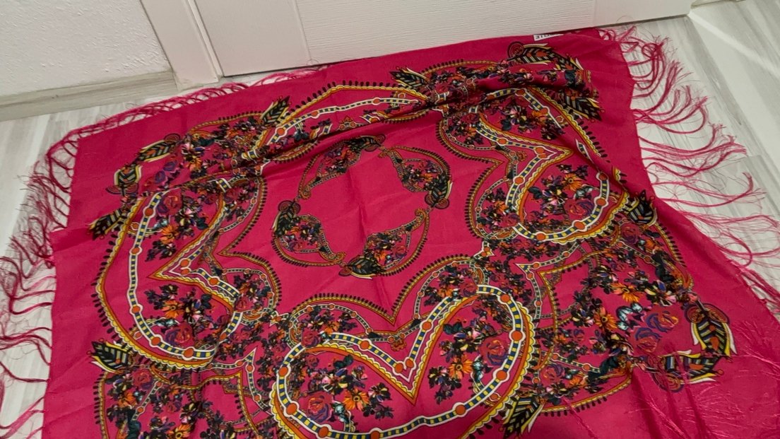 Püsküllü Pembe Bohem Kadın Fular - Görsel 4