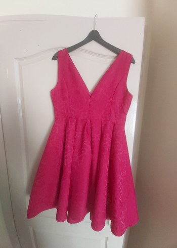 Pilise Detaylı Pembe V Yaka Midi Elbise - Görsel 3