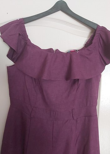 Mor Kayık Yaka Fırfırlı Tulum - Görsel 2