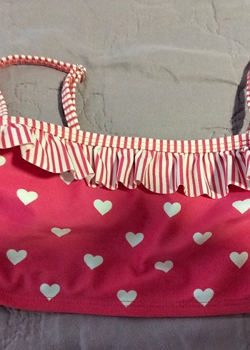 4 Yaş Beden Kız çocuk Kalp Desenli Pembe Bikini