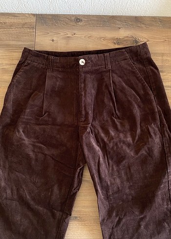 Zara Relaxed Fit Pilili Kadife Pantolon - Görsel 2