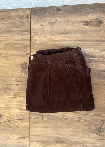 Zara Relaxed Fit Pilili Kadife Pantolon - Görsel 3