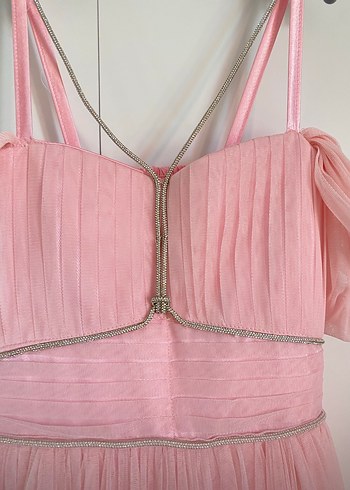 Pembe Pilili Uzun Gelinlik - Görsel 5