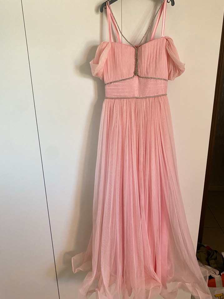 Pembe Pilili Uzun Gelinlik - Görsel 2