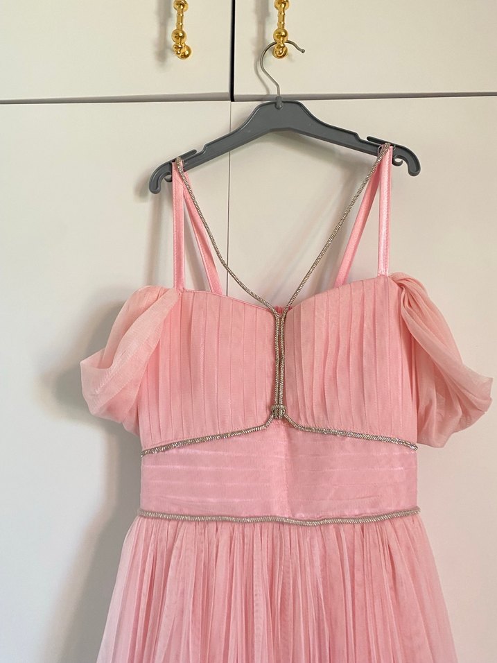 Pembe Pilili Uzun Gelinlik - Görsel 3