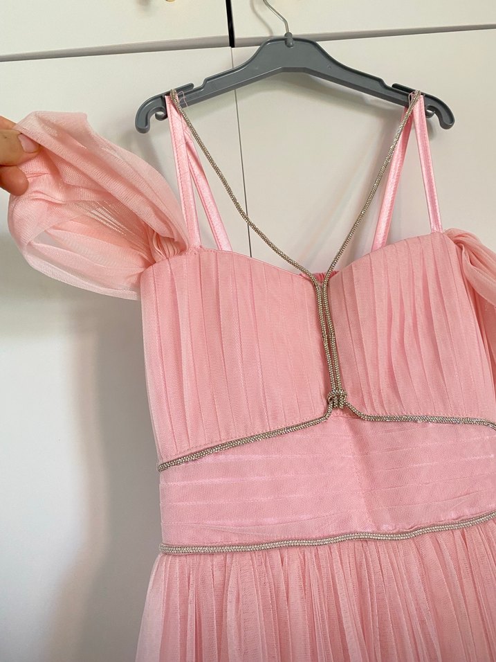 Pembe Pilili Uzun Gelinlik - Görsel 4