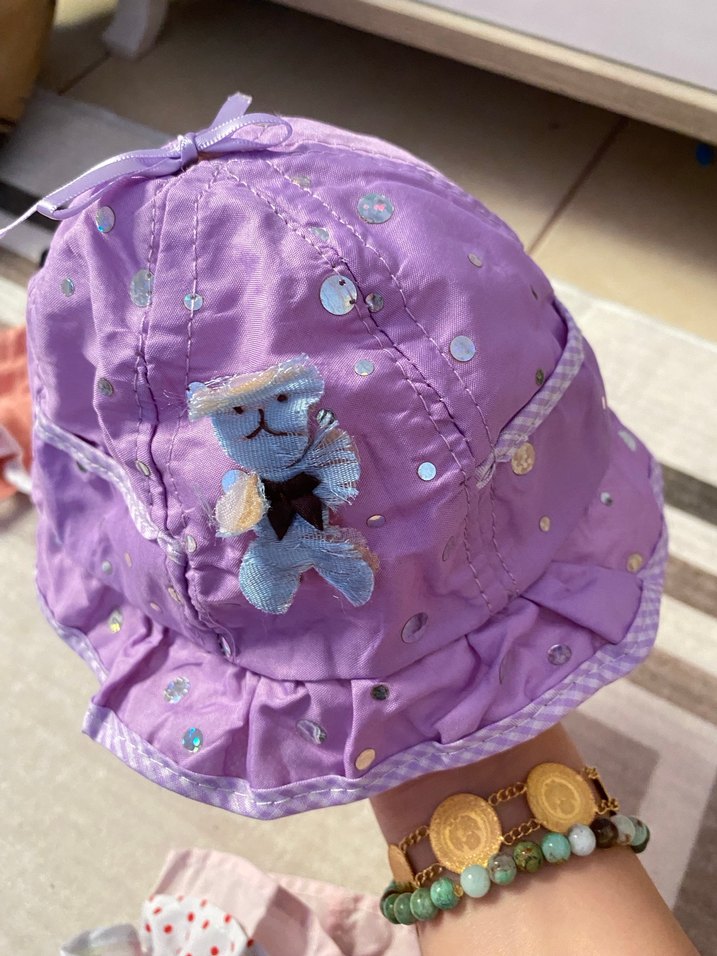 Çocuklar için Renkli Fırfırlı Nakışlı Şapkalar - Görsel 4