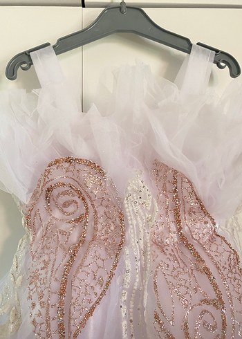 Kız Çocuk Beyaz Dantel İşlemeli gelinlik - Görsel 5