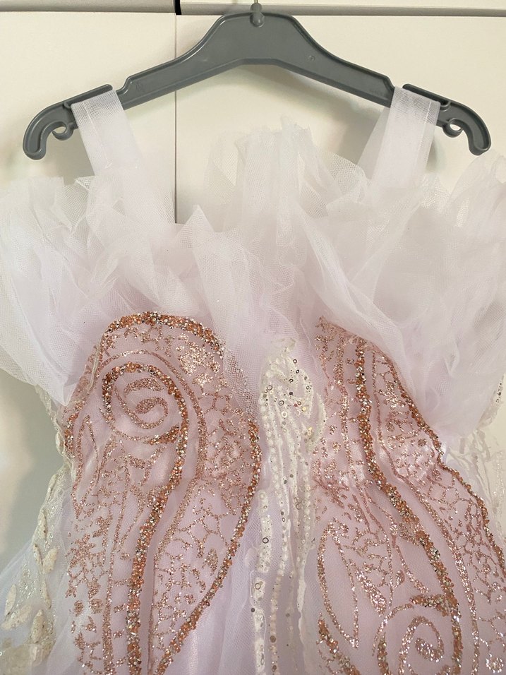 Kız Çocuk Beyaz Dantel İşlemeli gelinlik - Görsel 5