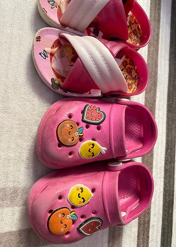 Kız Çocuk Pembe Pop Art Terlik ve Sandalet - Görsel 2