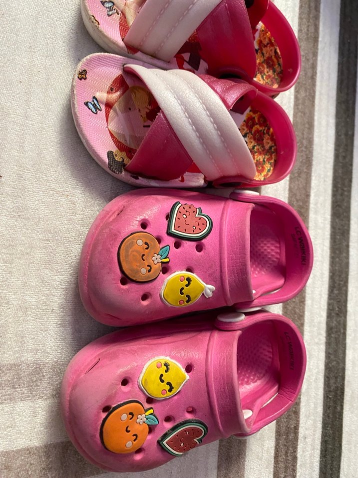 Kız Çocuk Pembe Pop Art Terlik ve Sandalet - Görsel 2