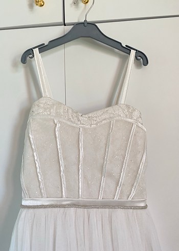 Beyaz A Kesim Uzun Gelinlik - Görsel 2