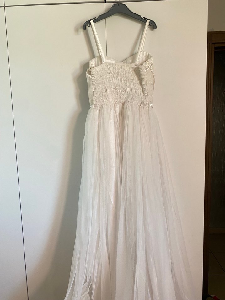 Beyaz A Kesim Uzun Gelinlik - Görsel 4