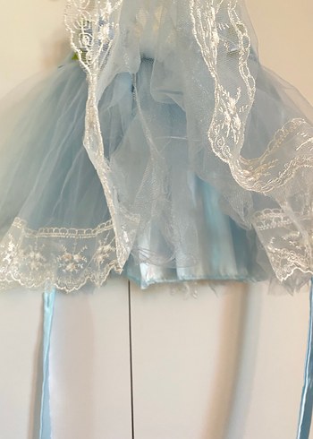 Mavi Çiçek Detaylı Kız Çocuk Gelinlik - Görsel 4