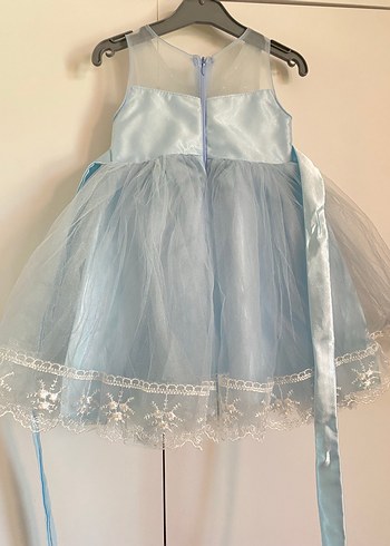 Mavi Çiçek Detaylı Kız Çocuk Gelinlik - Görsel 5