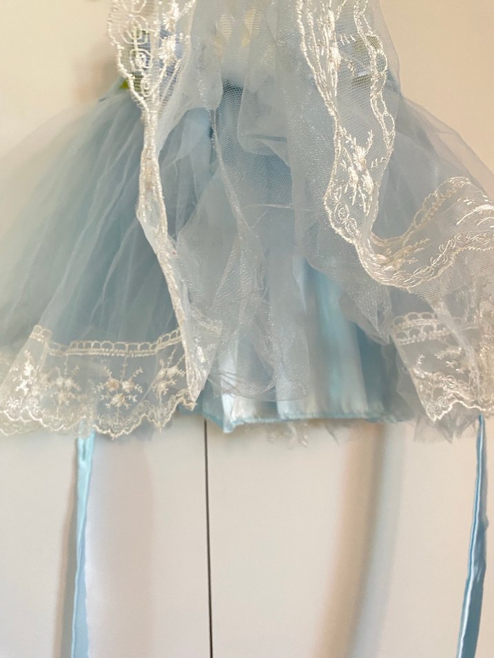 Mavi Çiçek Detaylı Kız Çocuk Gelinlik - Görsel 4