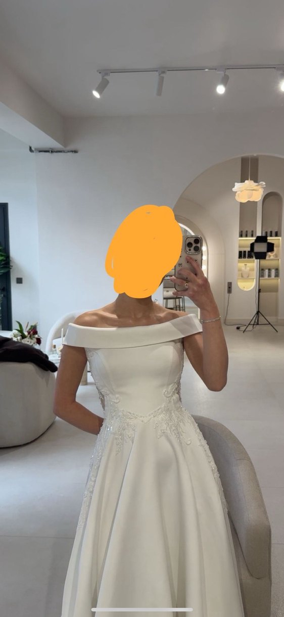 Beyaz Straplez A Kesim Uzun Gelinlik/Nikahlık - Görsel 3