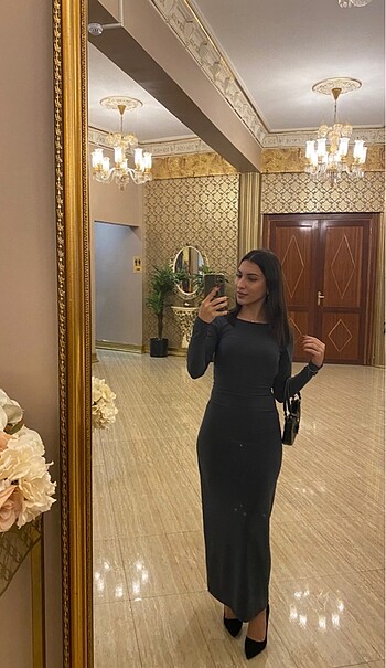 Zara Gri uzun elbise