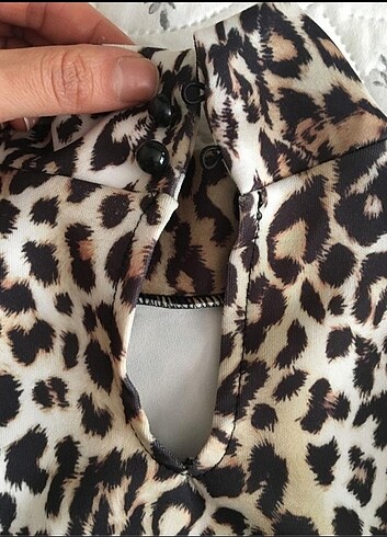 s Beden camel Renk Leopar Bluz
