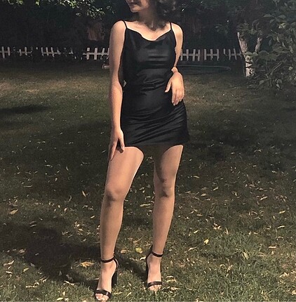 Degaje Yaka Saten Mini Elbise