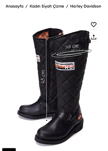 Kadın Siyah Harley Davidson Biker Çizme