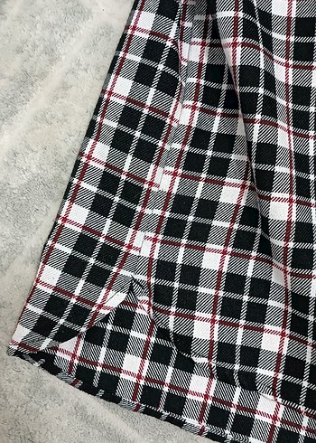 Kapüşonlu Gri Ekose kız çocuk Gömlek - Görsel 4