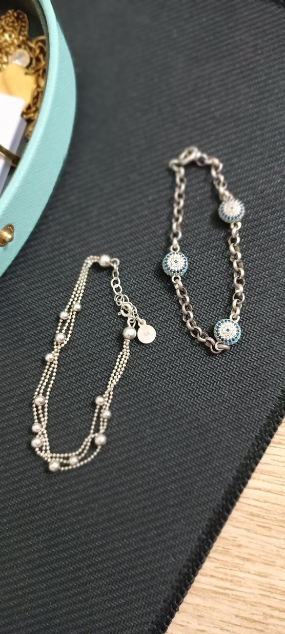 Mavi nazar boncuklu zincir Detaylı Kadın Bileklik - Görsel 3