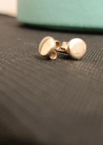 Altın Renk Mini Düğme Küpeler(gümüş) - Görsel 4