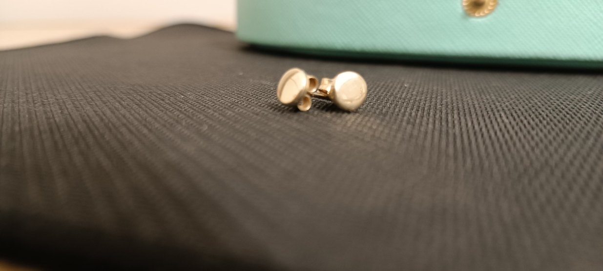 Altın Renk Mini Düğme Küpeler(gümüş) - Görsel 4