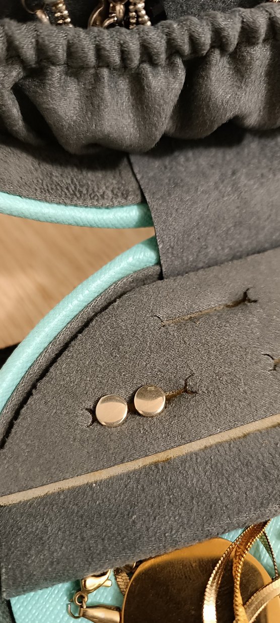 Altın Renk Mini Düğme Küpeler(gümüş) - Görsel 2