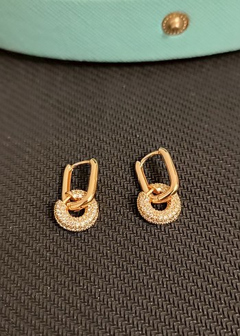 Kısa Parlak Altın Kemerli Yılan Desenli Küpe - Görsel 3