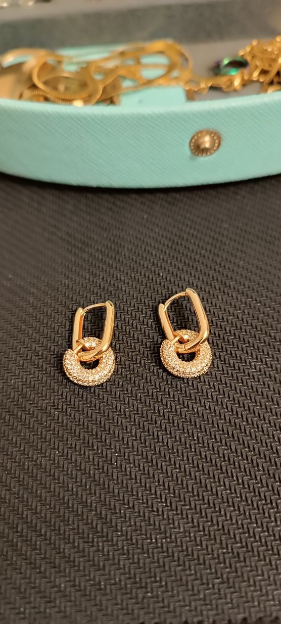 Kısa Parlak Altın Kemerli Yılan Desenli Küpe - Görsel 3