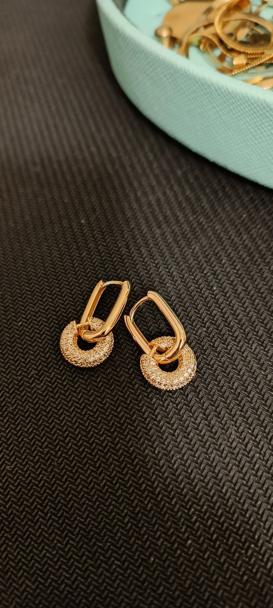 Kısa Parlak Altın Kemerli Yılan Desenli Küpe - Görsel 4