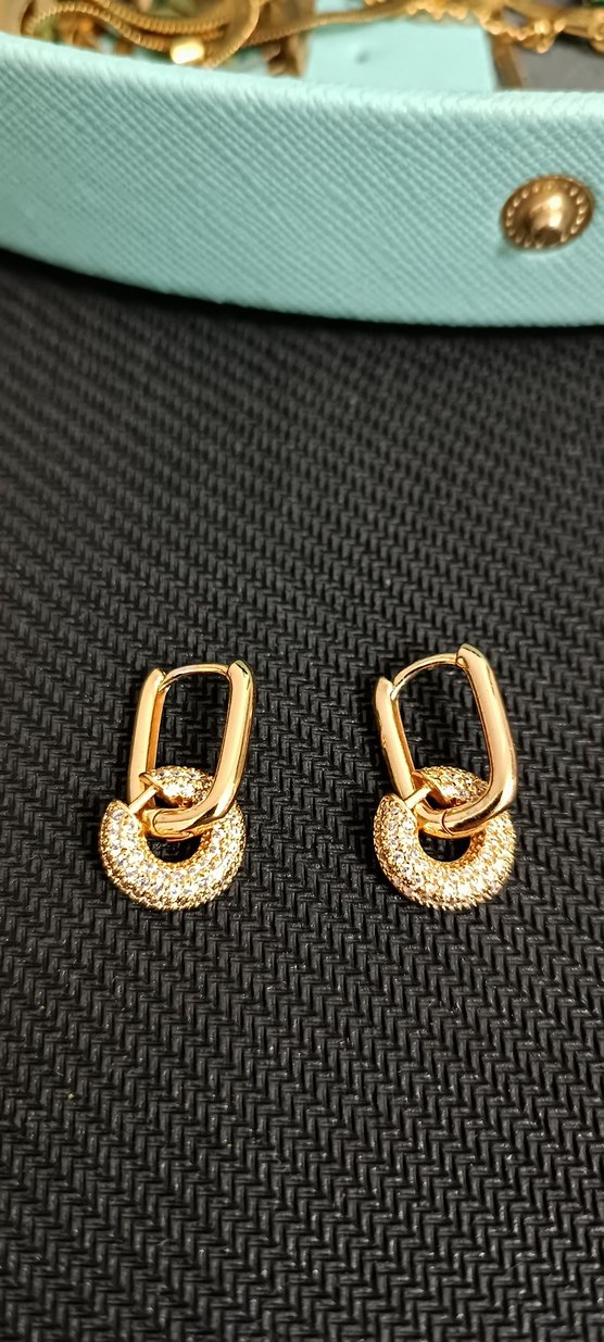 Kısa Parlak Altın Kemerli Yılan Desenli Küpe - Görsel 2