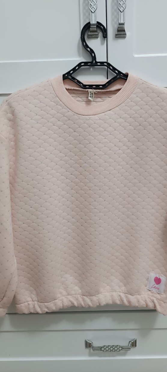 Kız Çocuk Pembe Örme Sweatshirt - Görsel 4