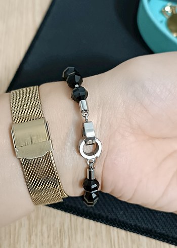 Siyah Boncuklu Gotik Bileklik - Görsel 5